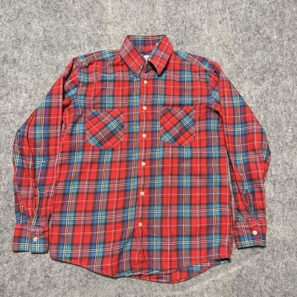 Vtg 70s Bud Berma Highlander Flannel Shirt Mens M Red Plaid Made in Yugoslavia